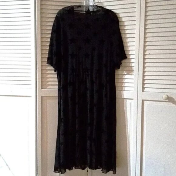 NWT Sheer Black Flocked Dress with Stars Plus Size 26 - Picture 7 of 7
